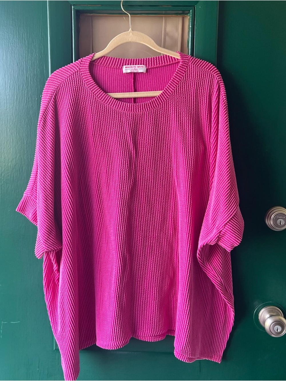 Michael Stars Bright Pink Ribbed Pullover Sweatshirt